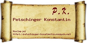 Petschinger Konstantin névjegykártya